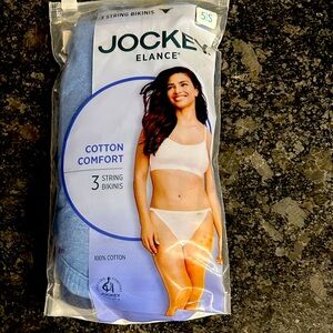 Set of 3 Jockey Elance Cotton Comfort Bikinis in Blue and White